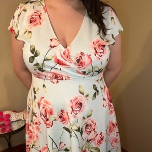 Floral blue and rose dress
